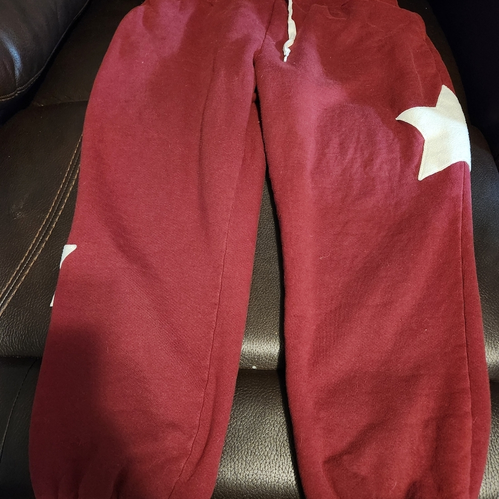 Burgundy No Boundaries Sweats with White Stars